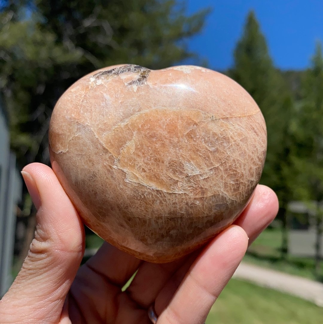 Peach Moonstone Heart - 43B - Starseed Collective