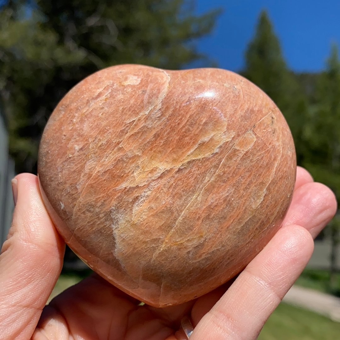 Peach Moonstone Heart - 47 - Starseed Collective