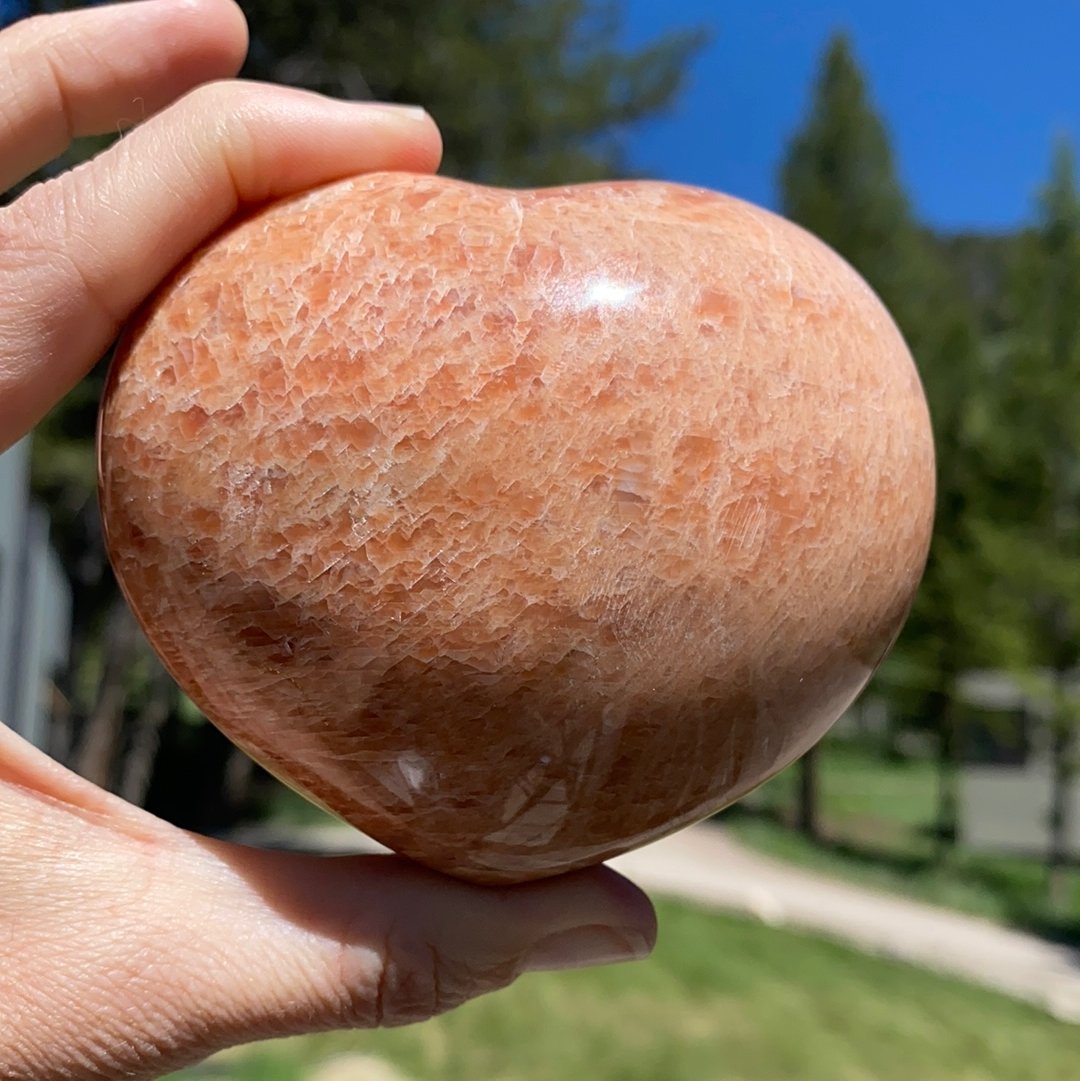 Peach Moonstone Heart - 69 - Starseed Collective