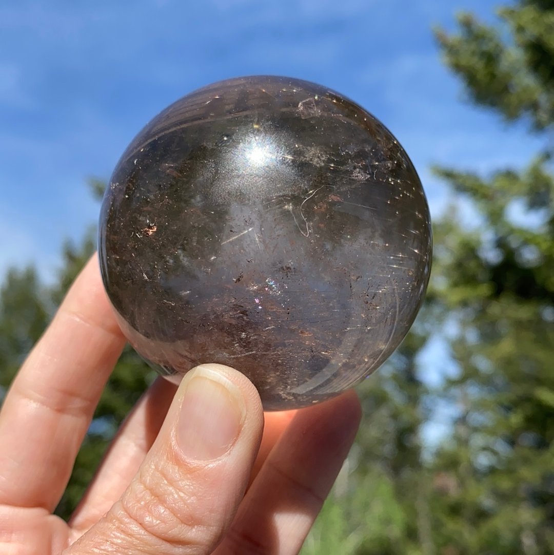 Rutilated Smoky Quartz Sphere - 152 - Starseed Collective