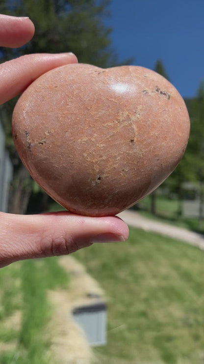 Peach Moonstone Heart - 35
