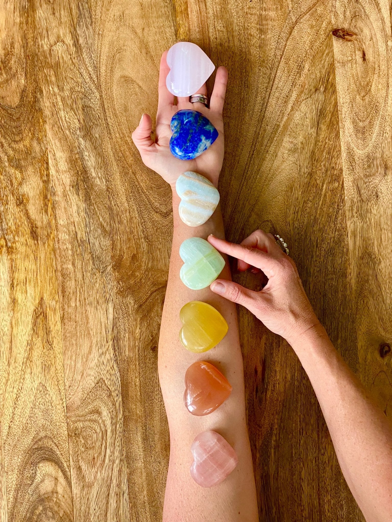 7 Piece Rainbow Chakra Heart Set - 107 - Starseed Collective