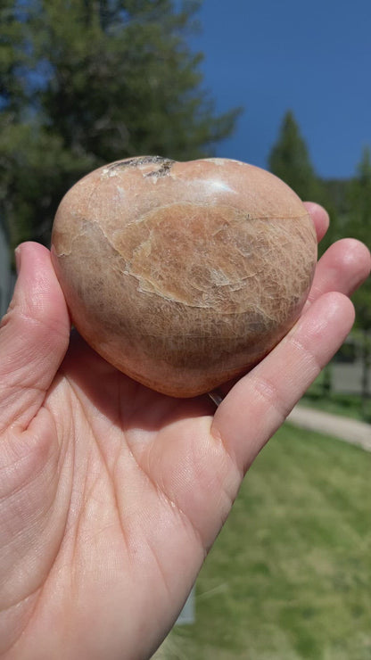 Peach Moonstone Heart - 43B