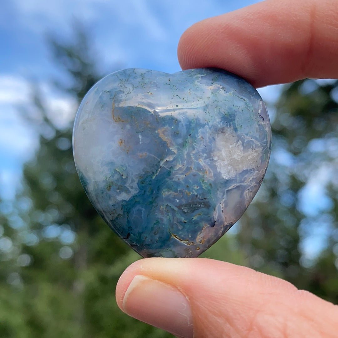 Moss Agate Heart - 11A - Starseed Collective