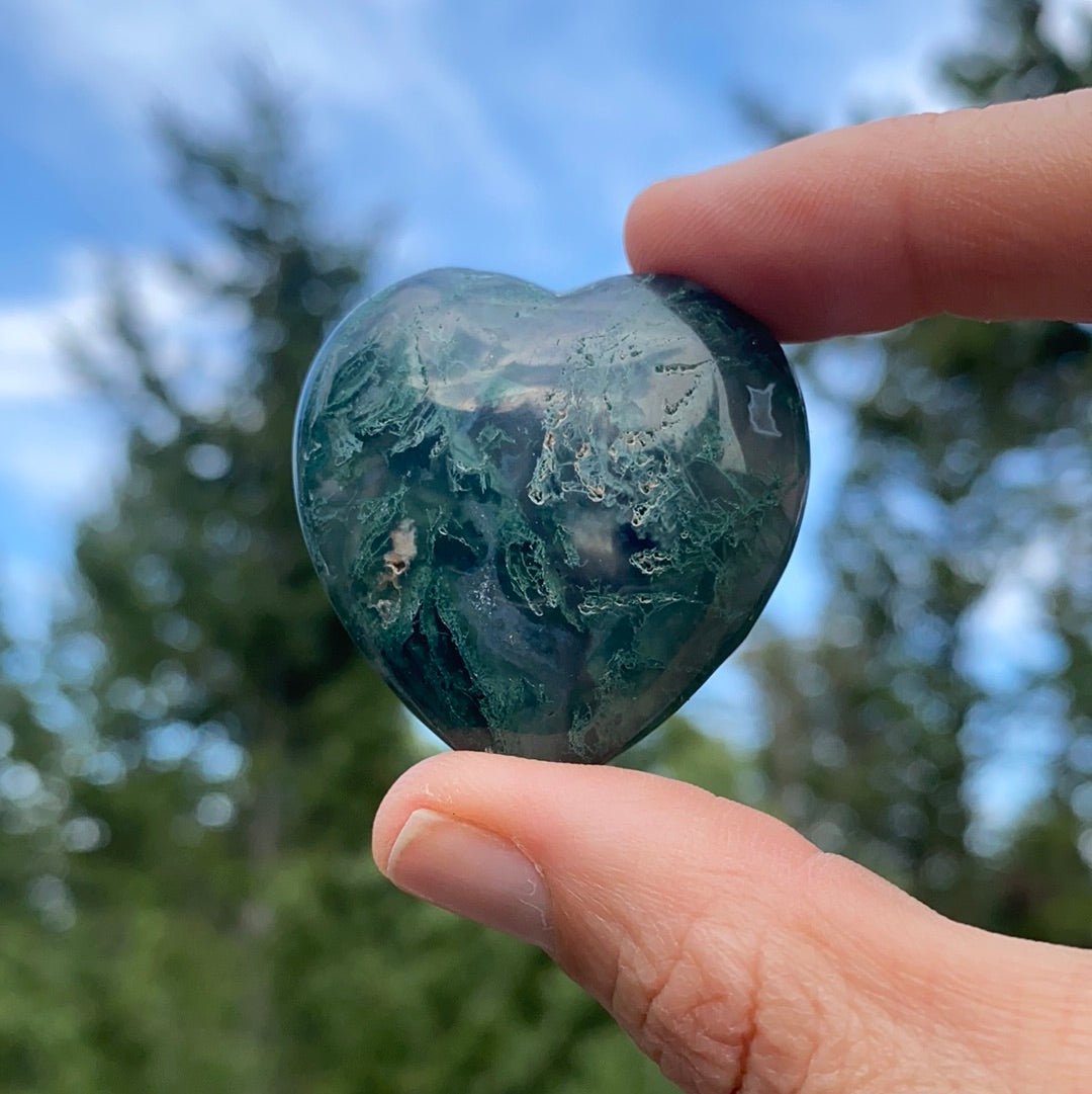 Moss Agate Heart - 11B - Starseed Collective