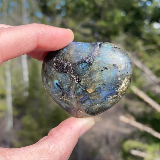 Natural Labradorite Heart - 11B - Starseed Collective