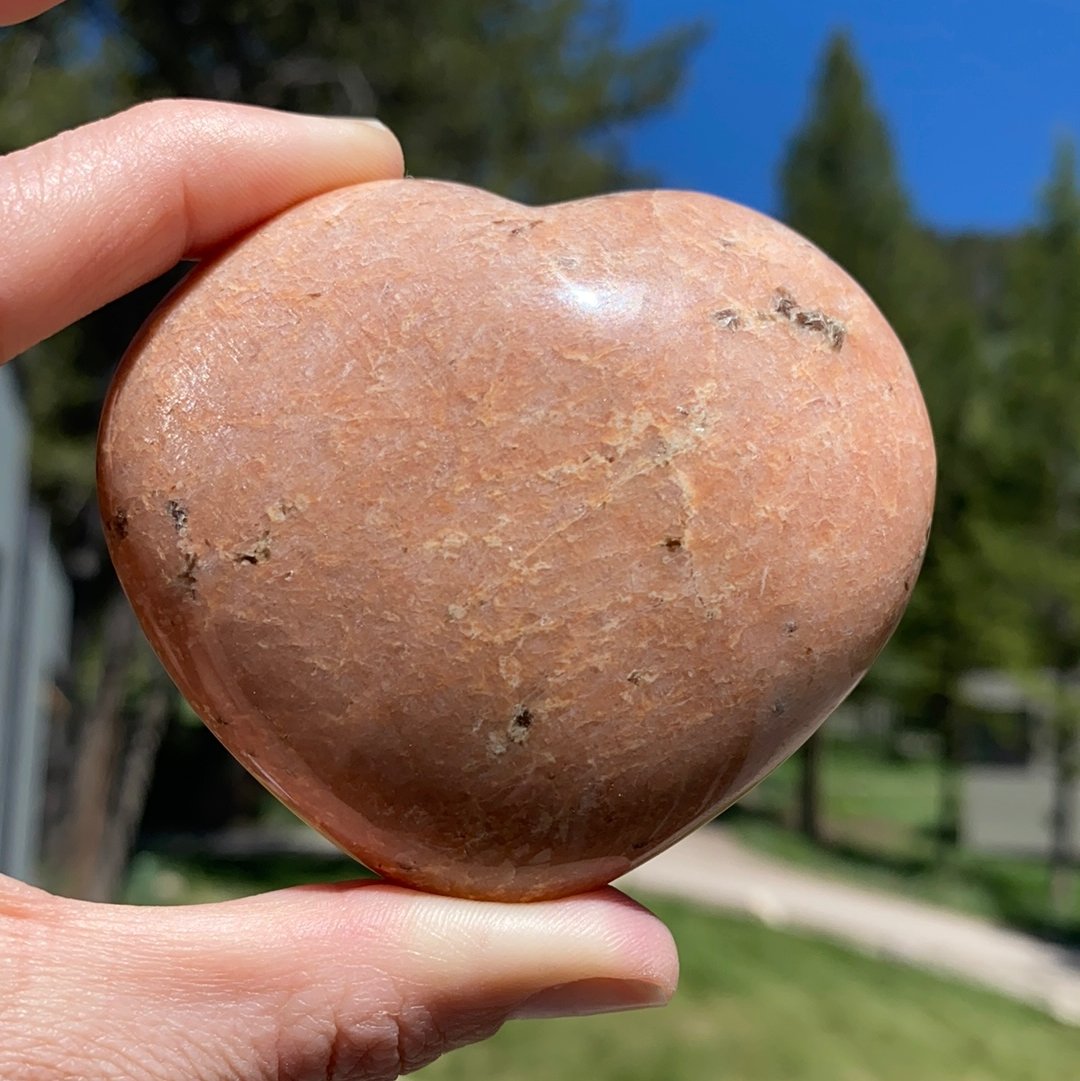 Peach Moonstone Heart - 35 - Starseed Collective