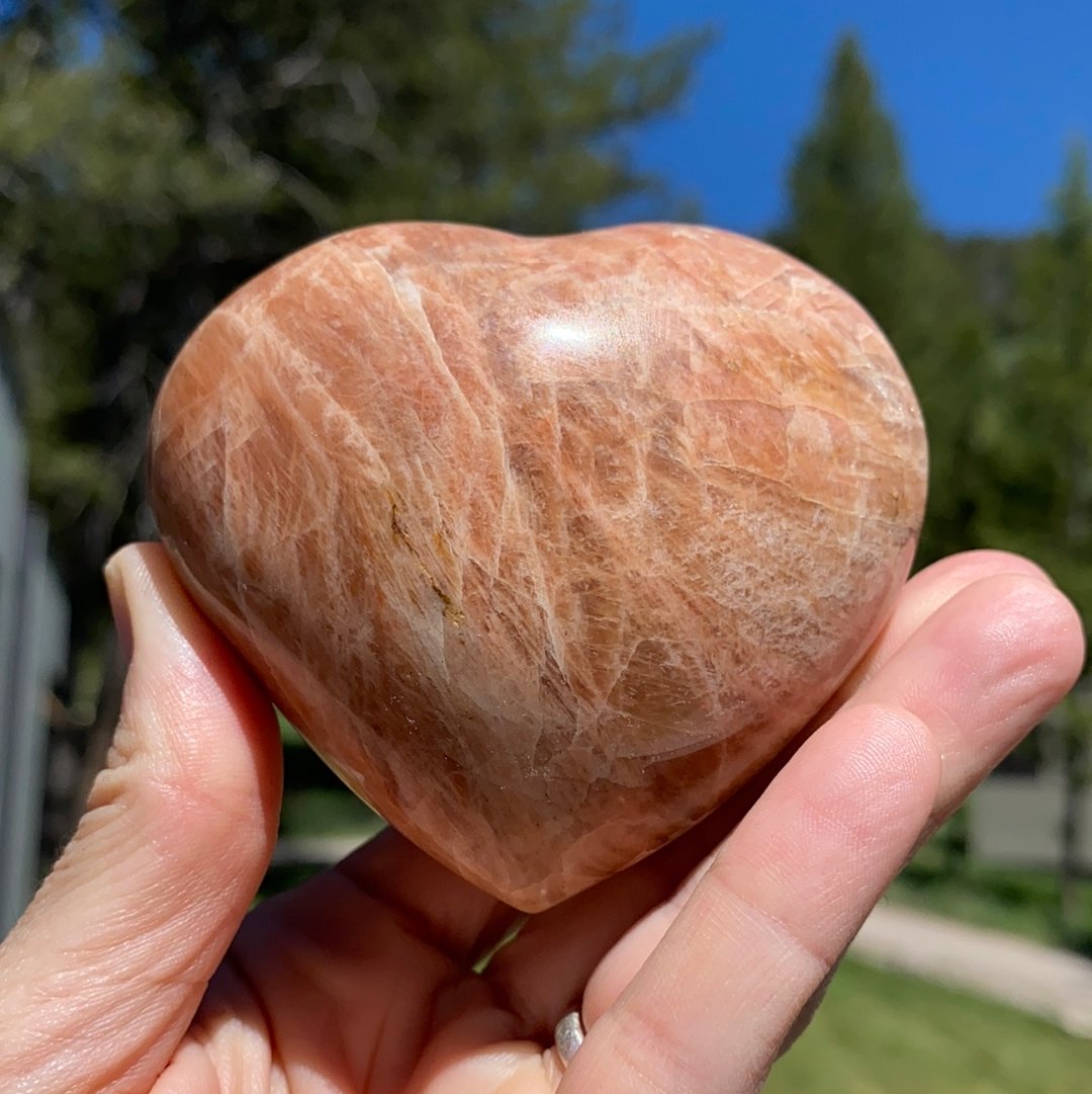 Peach Moonstone Heart - 43A - Starseed Collective