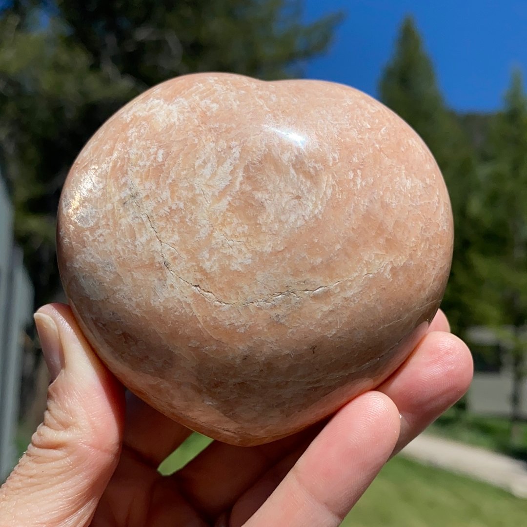 Peach Moonstone Heart - 50 - Starseed Collective