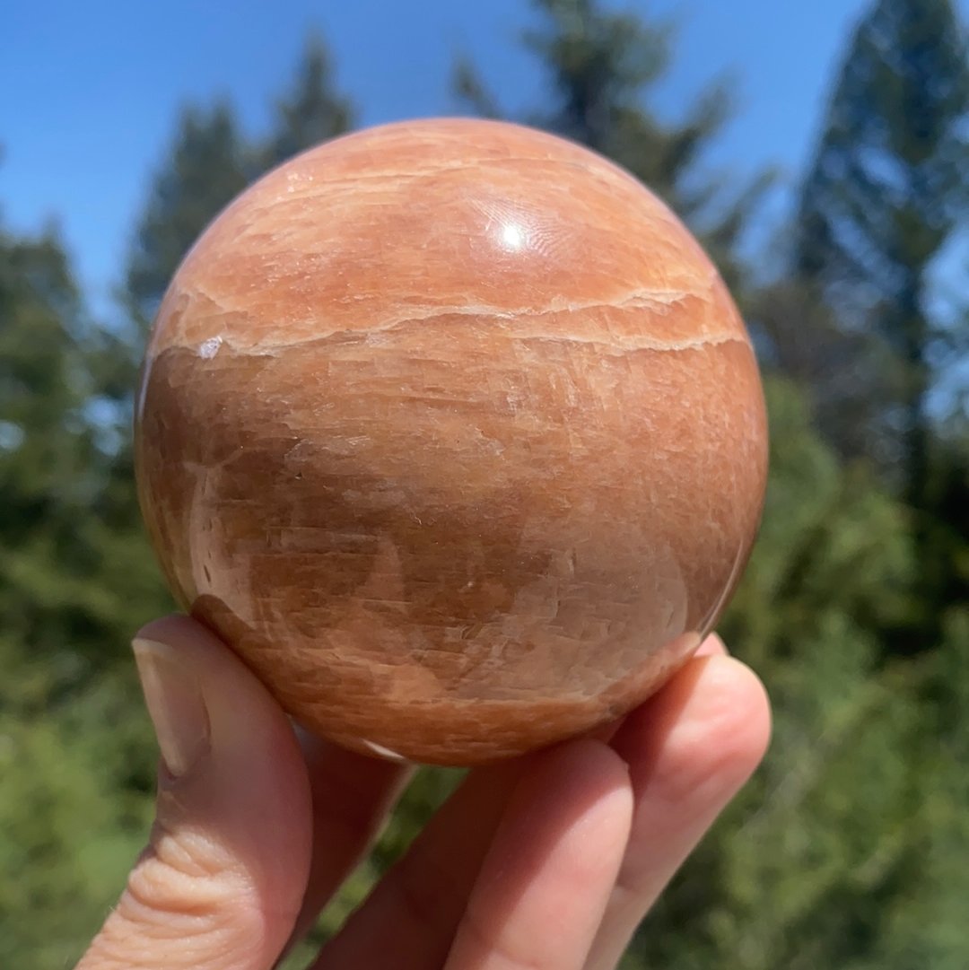 Peach Moonstone Sphere - 78 - Starseed Collective