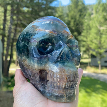 Rainbow Fluorite Skull - 486 - Starseed Collective
